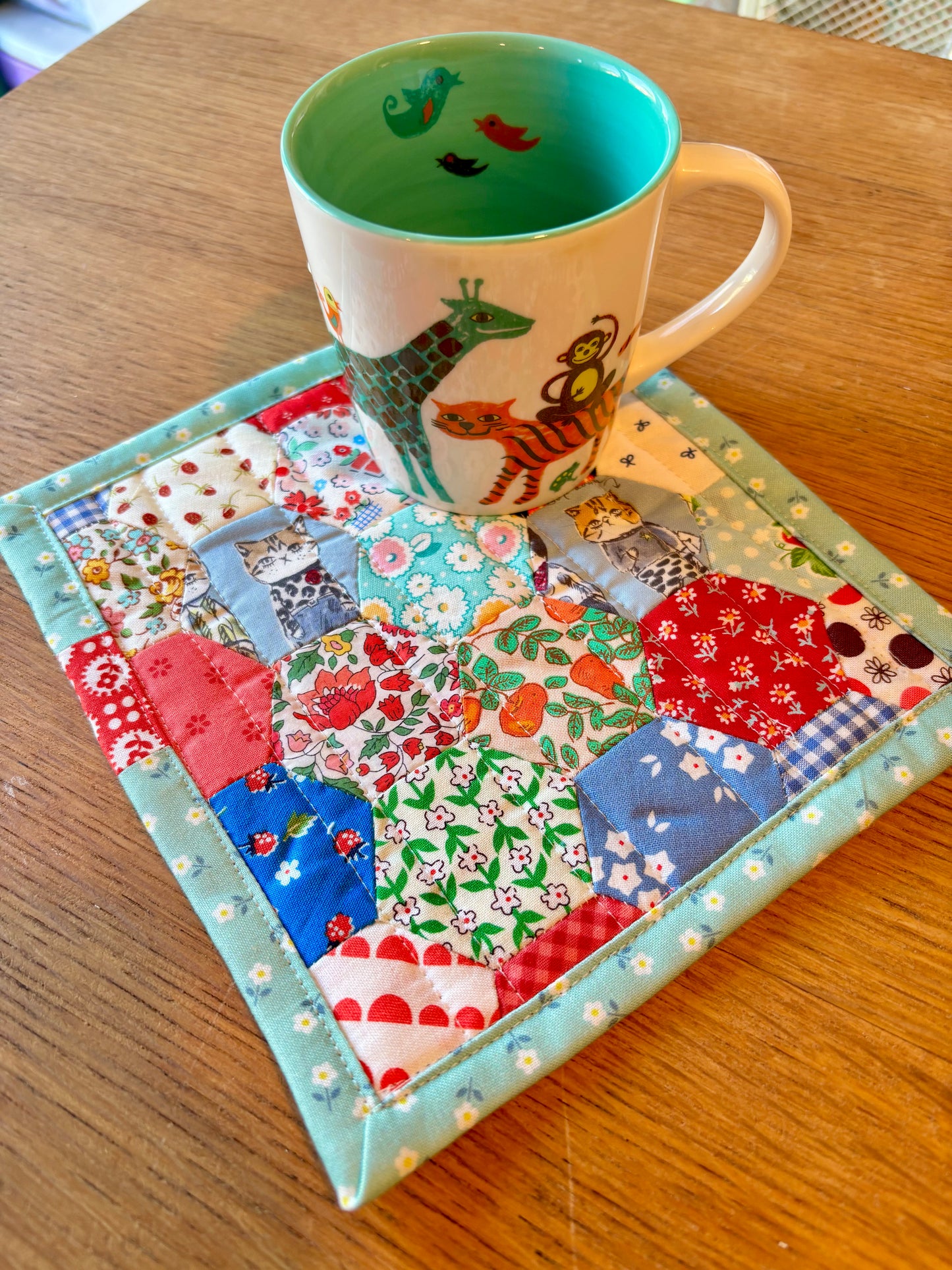 Pair of Kitties Hand Pieced Table Mat