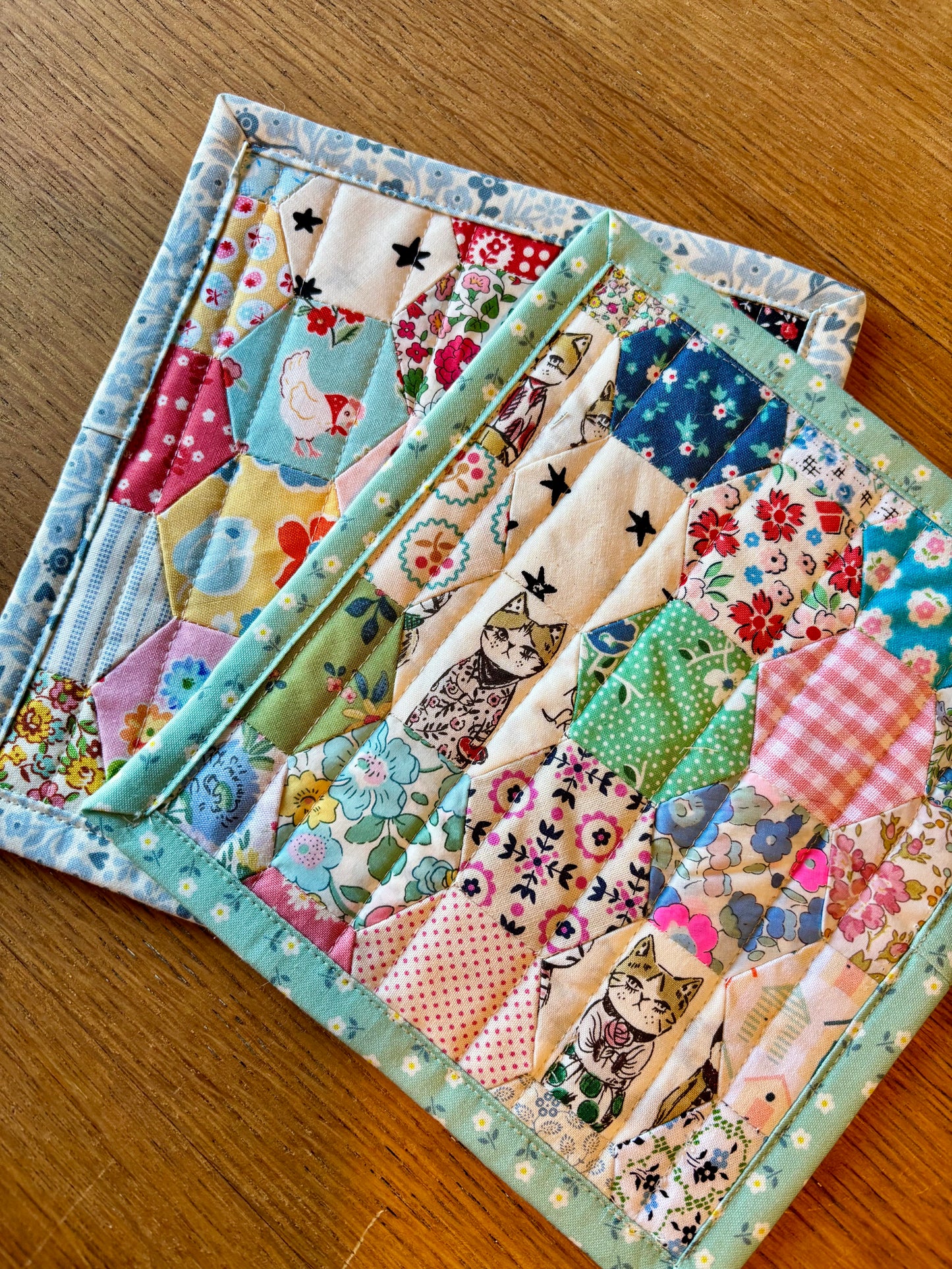 Chickens and Mushrooms Hand Pieced Table Mat