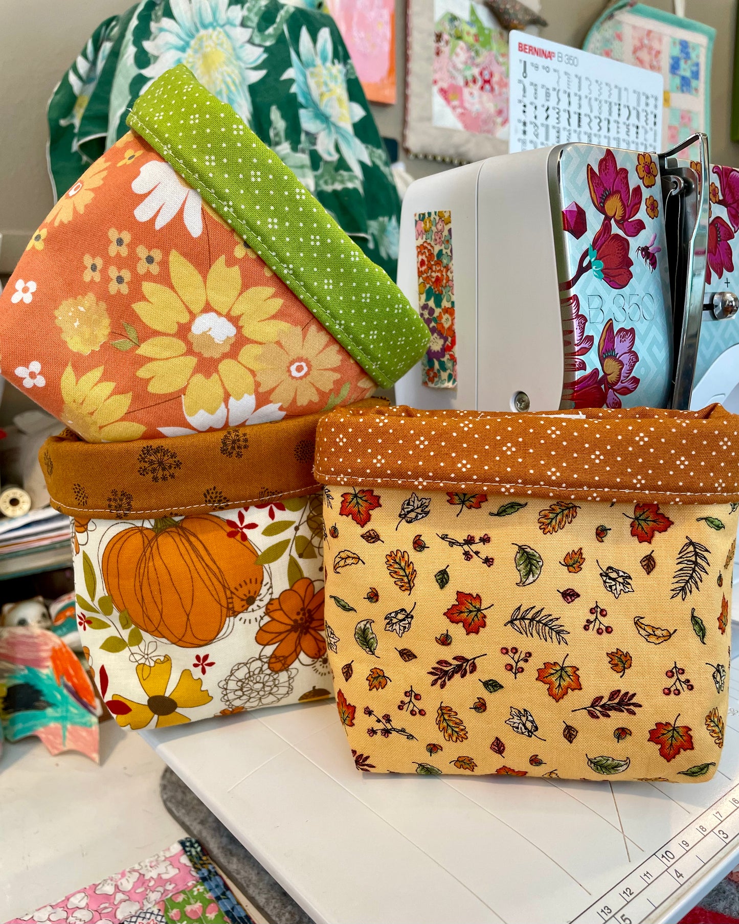 Fall Pumpkin Fabric Bucket