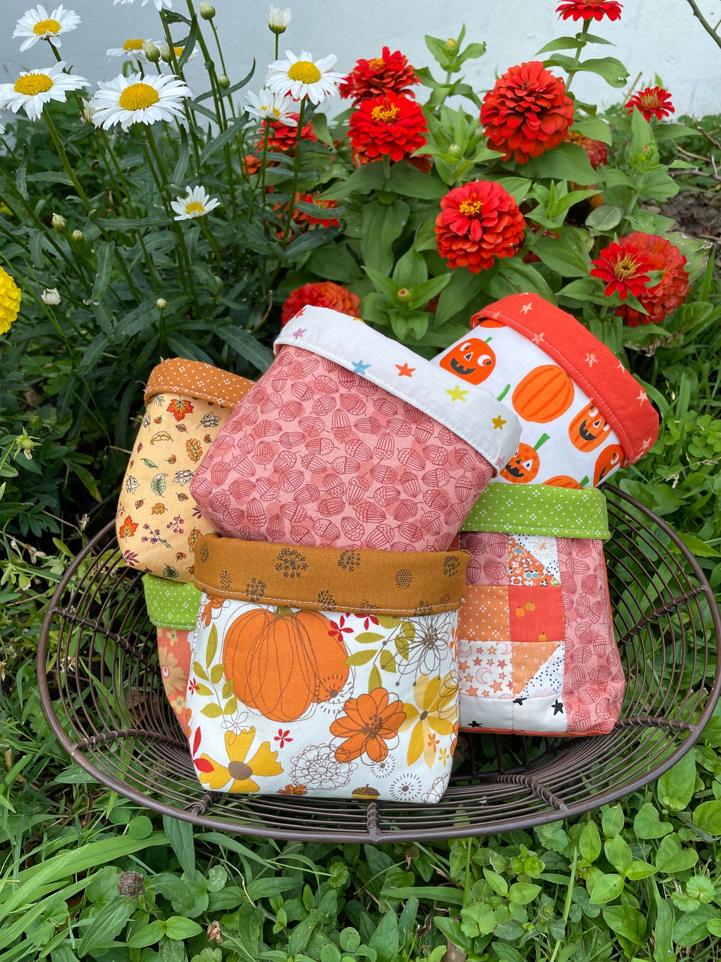 Fall Pumpkin Fabric Bucket