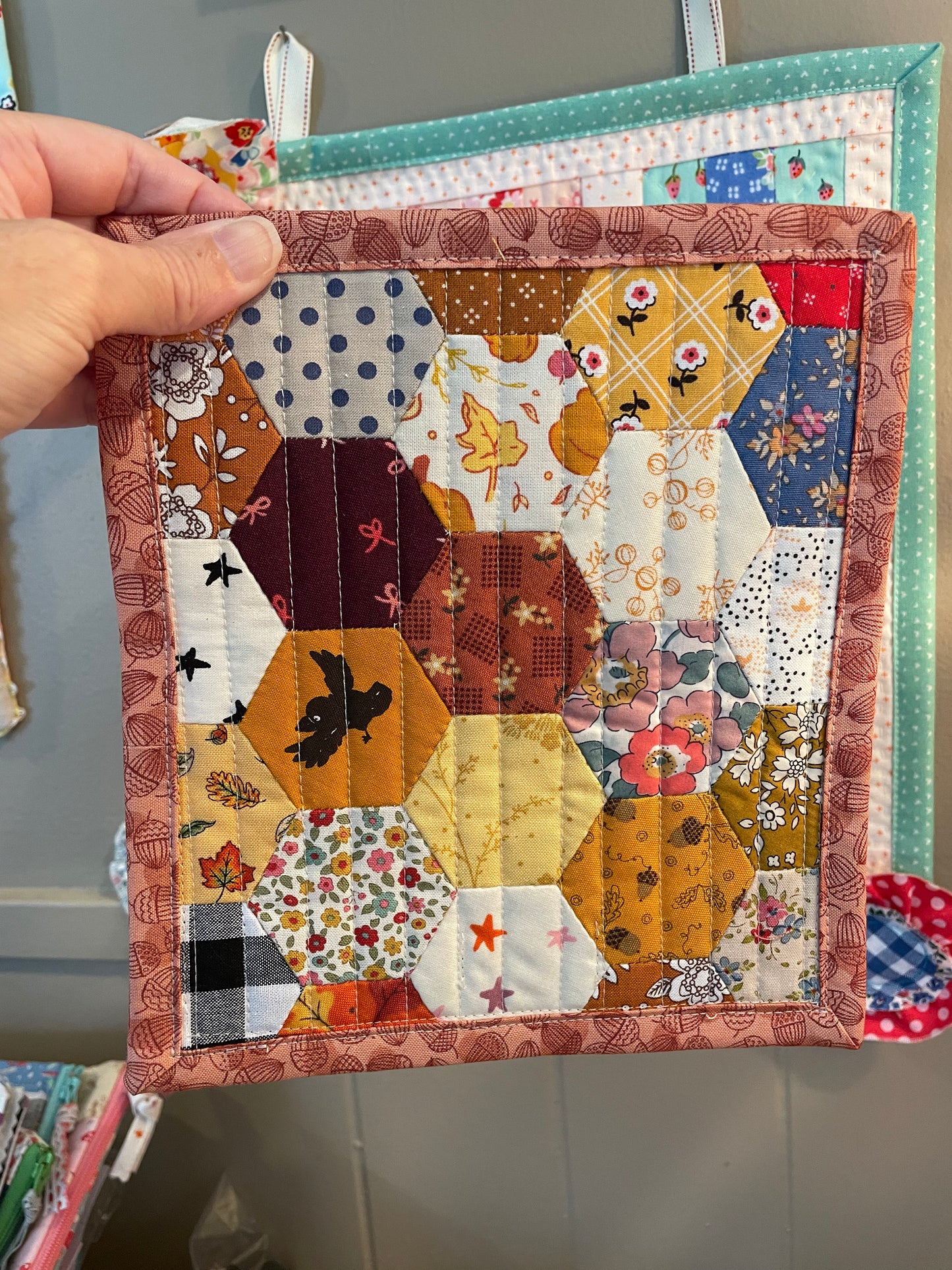 Fall Feeling Hand Pieced Table Mat