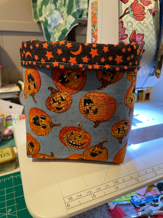 Pumpkins and Stars Fabric Bucket