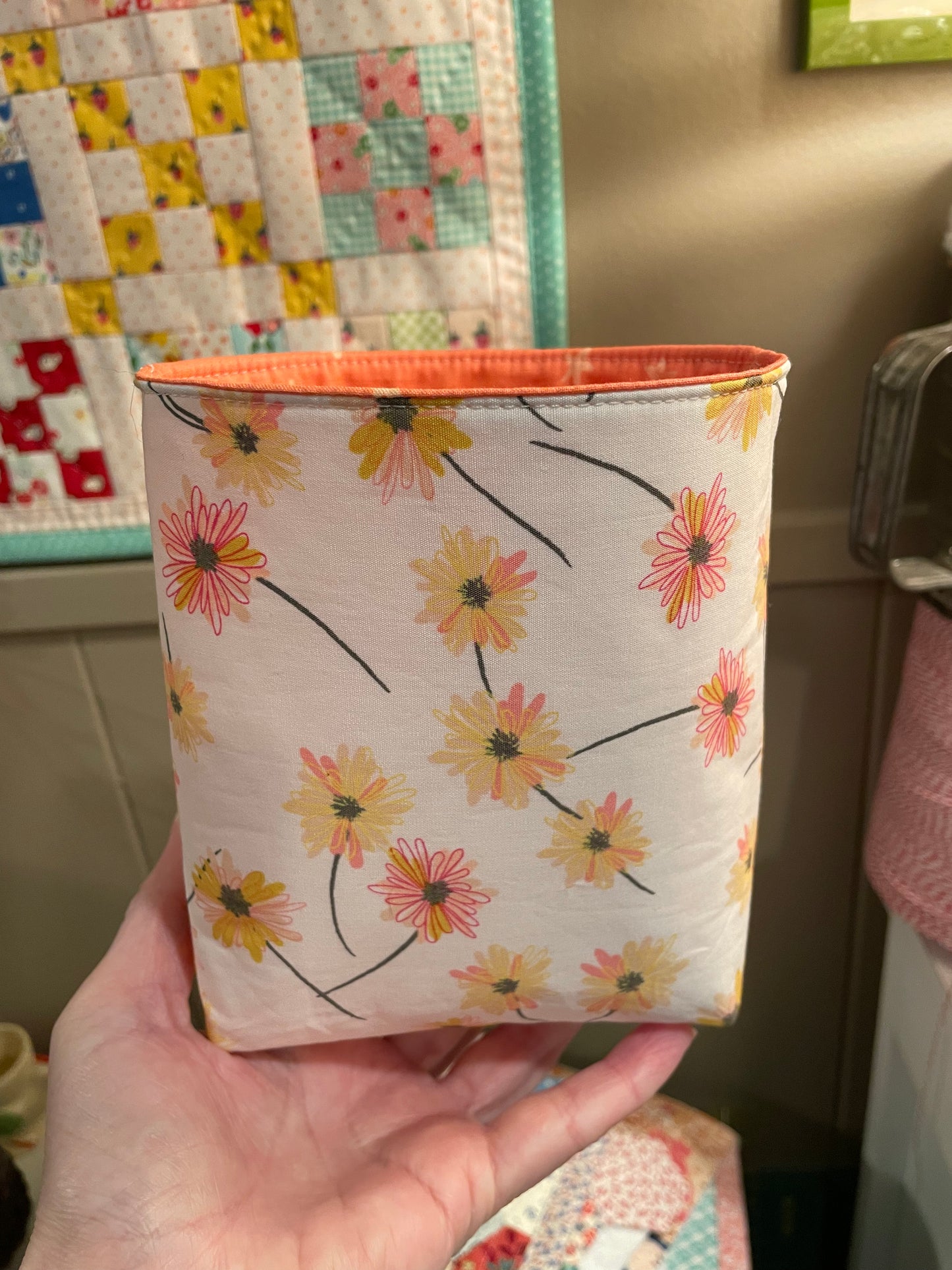 Whimsical Flowers Fabric Bucket