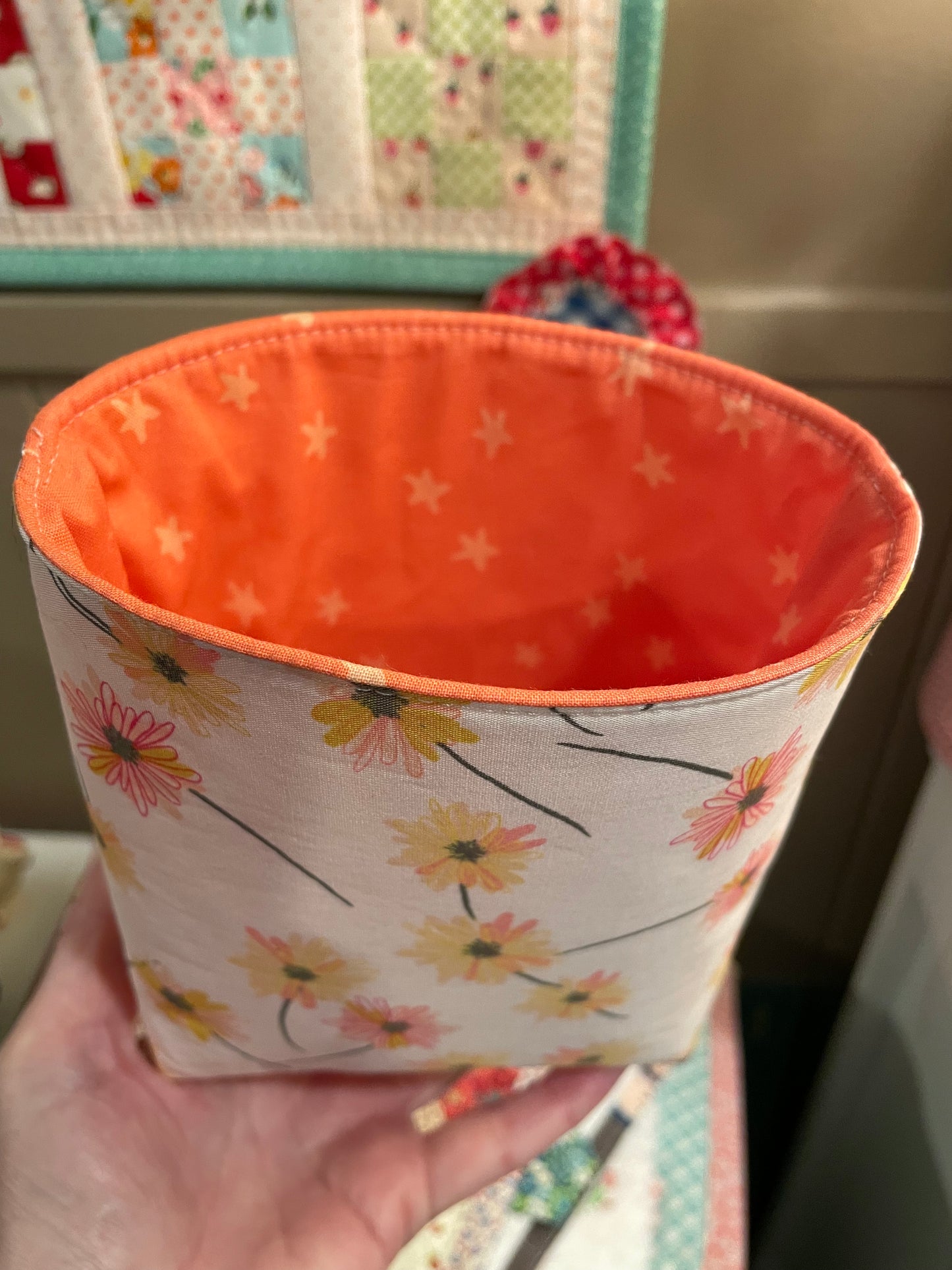 Whimsical Flowers Fabric Bucket