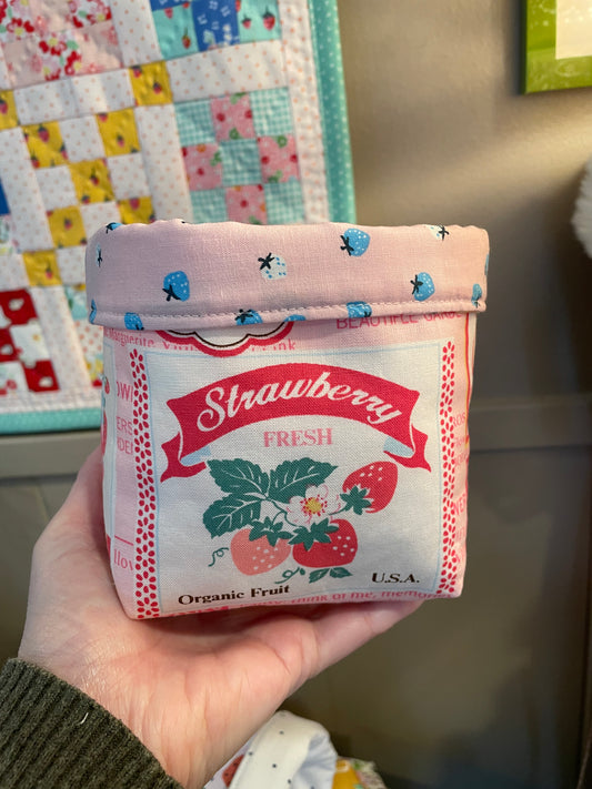 Strawberries Fabric Bucket