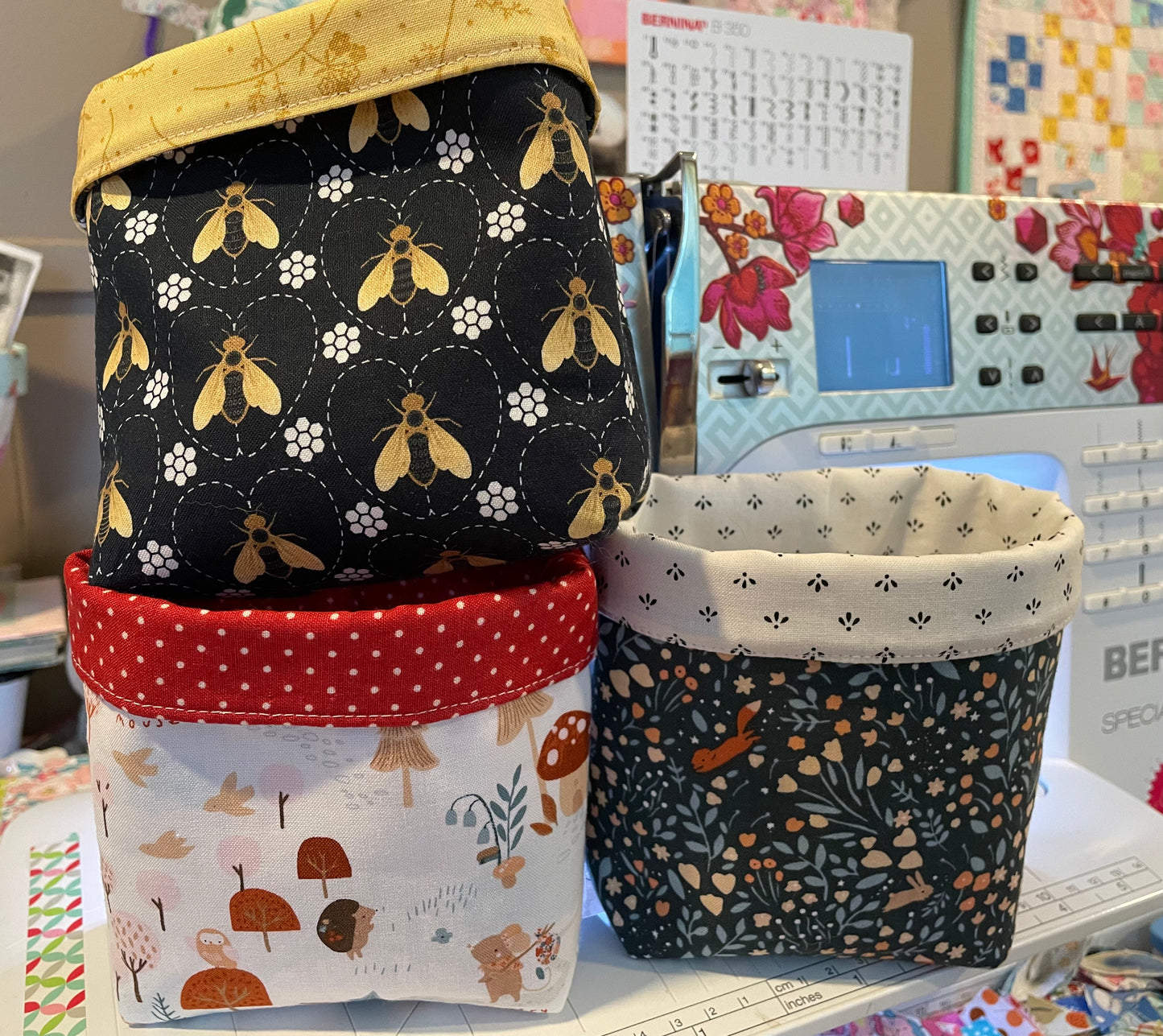 Fox and Bunny Fabric Bucket