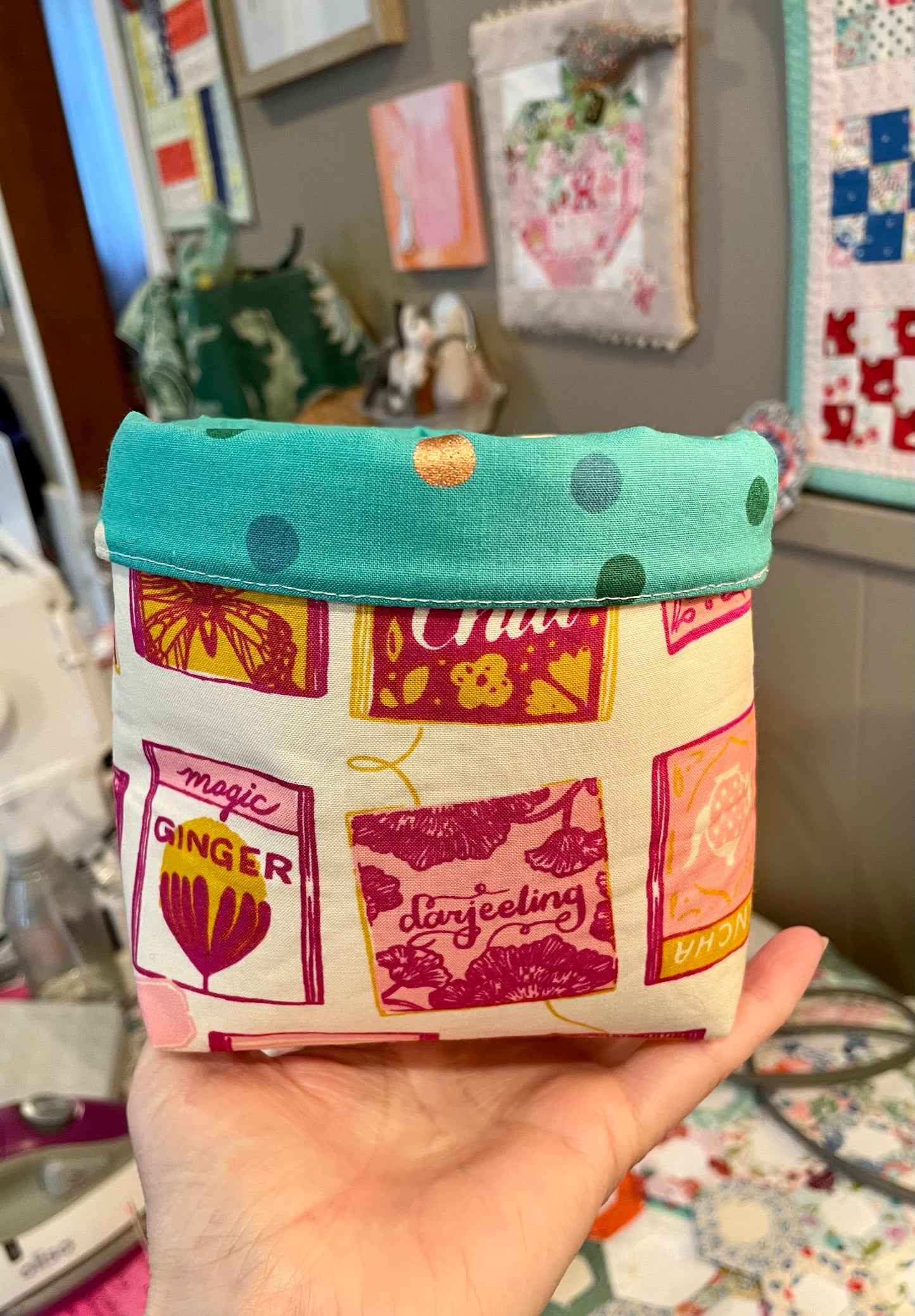 Tea Bags Fabric Bucket