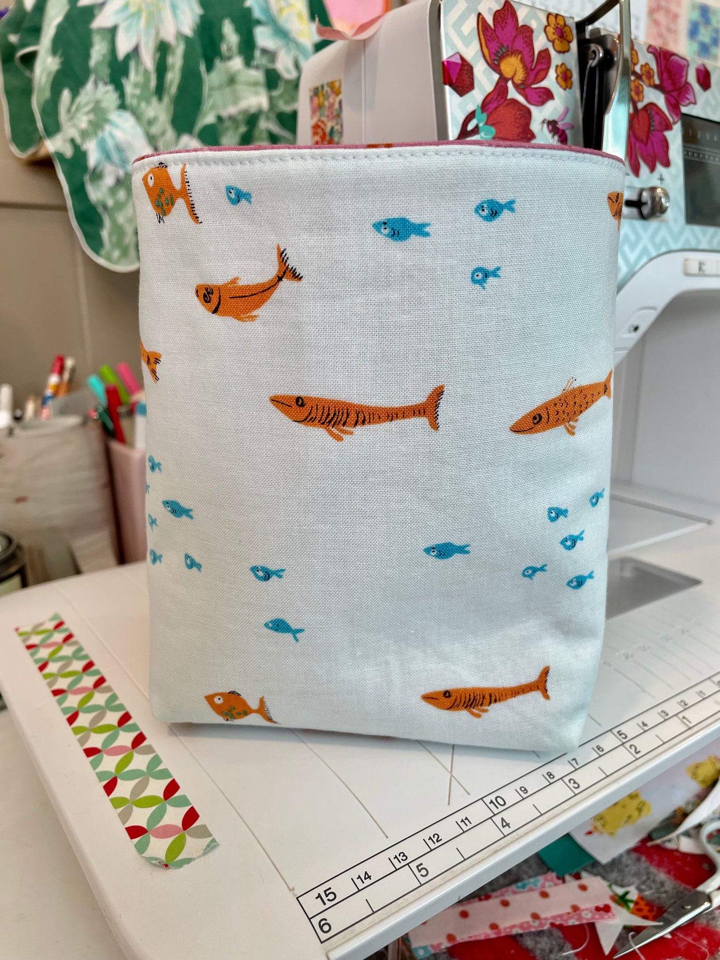 Surfer and Sea Turtle Fabric Bucket