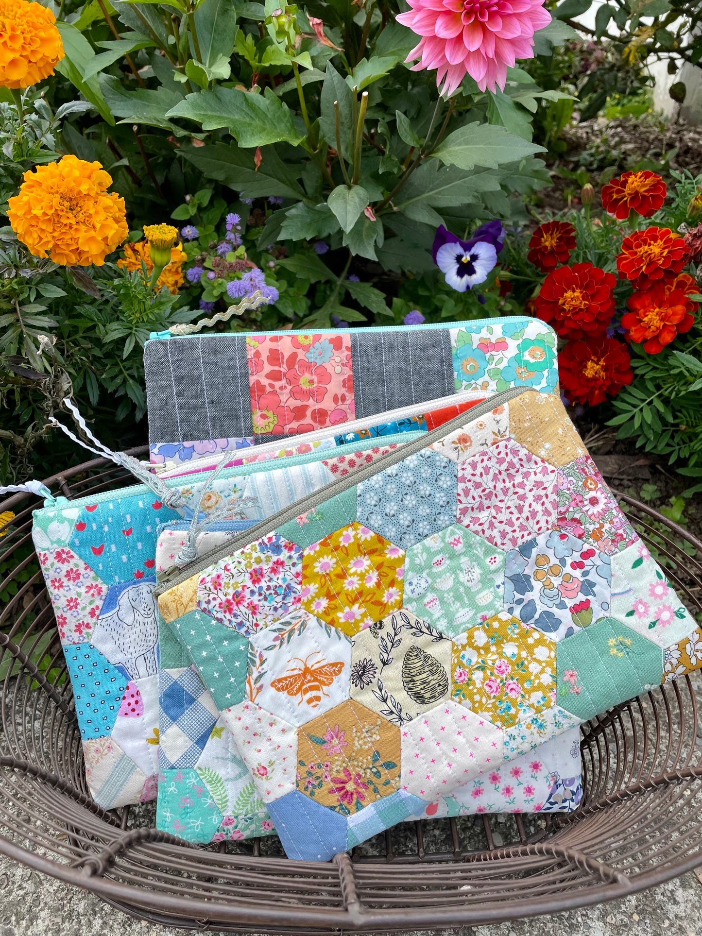 Hand Pieced Quilted Zipper Bag