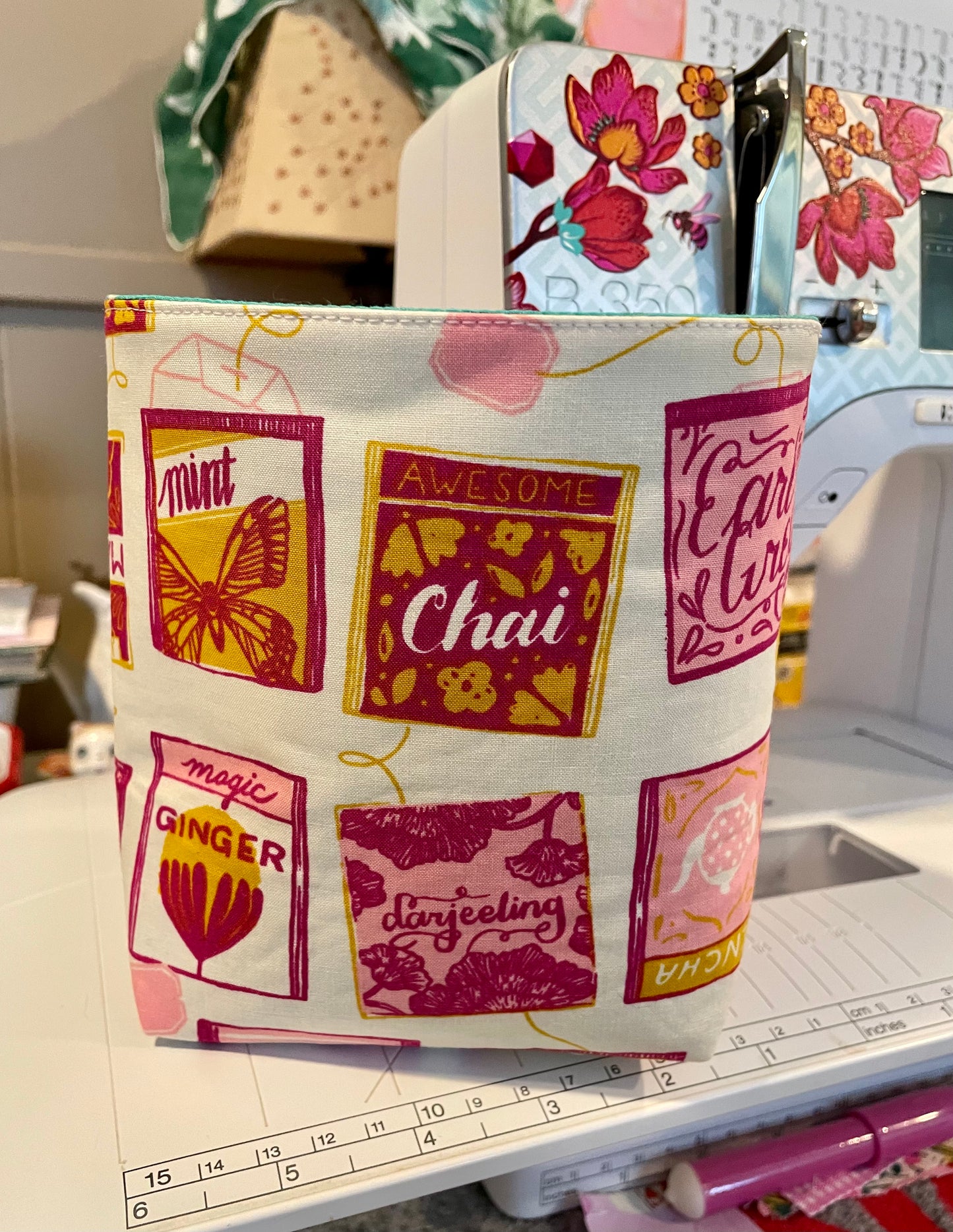 Tea Bags Fabric Bucket