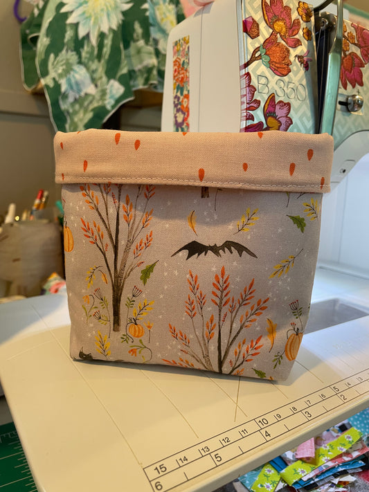 Bats and Pumpkins Fabric Bucket