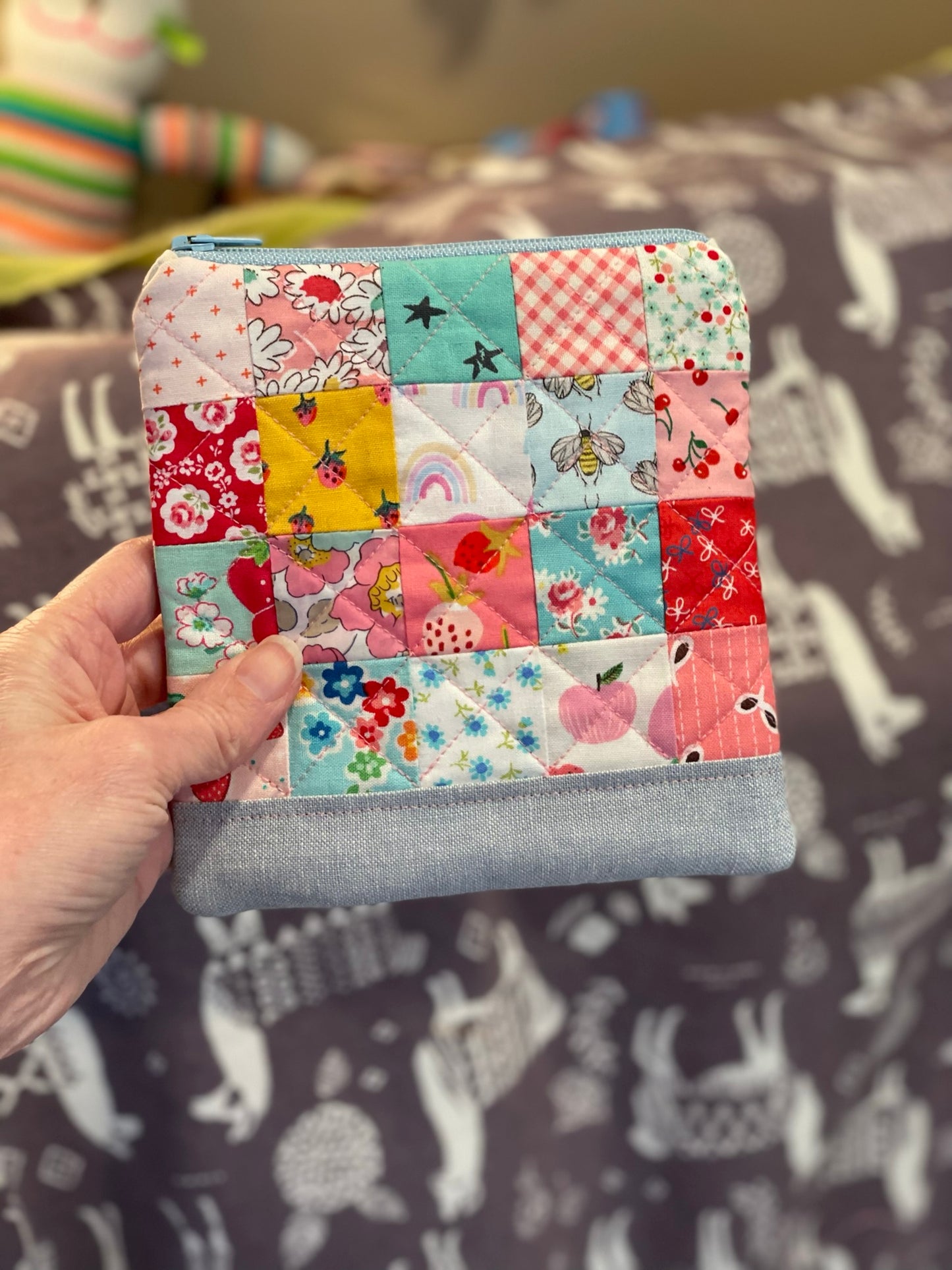 Quilted Patchwork Zipper Pouch
