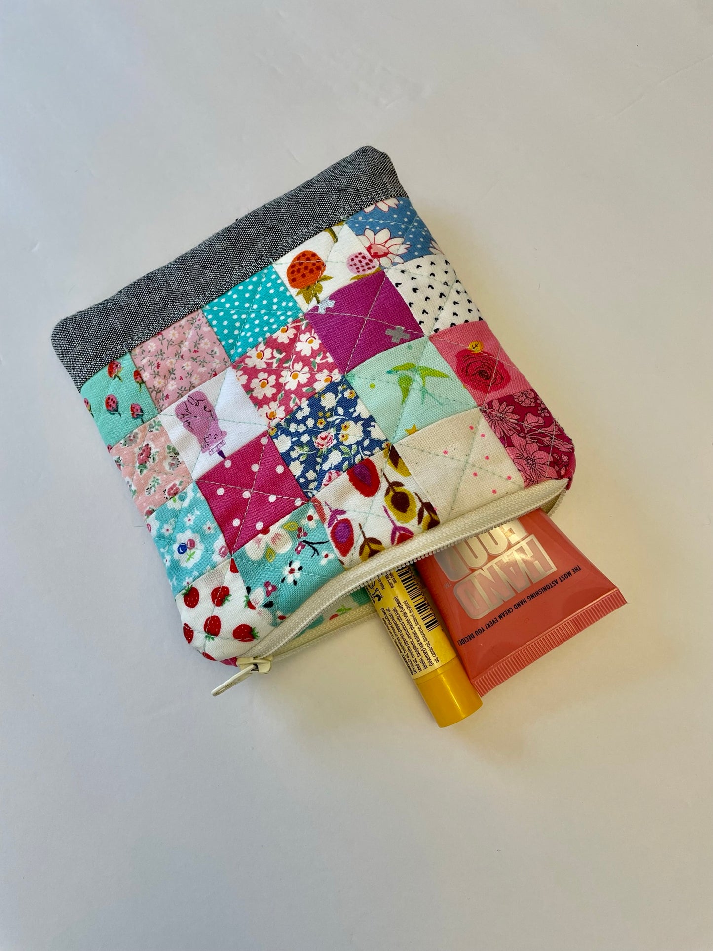 Quilted Patchwork Zipper Pouch