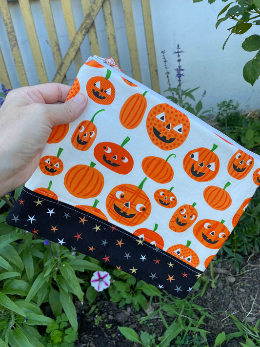White Pumpkin Zipper Bag Fall Decor