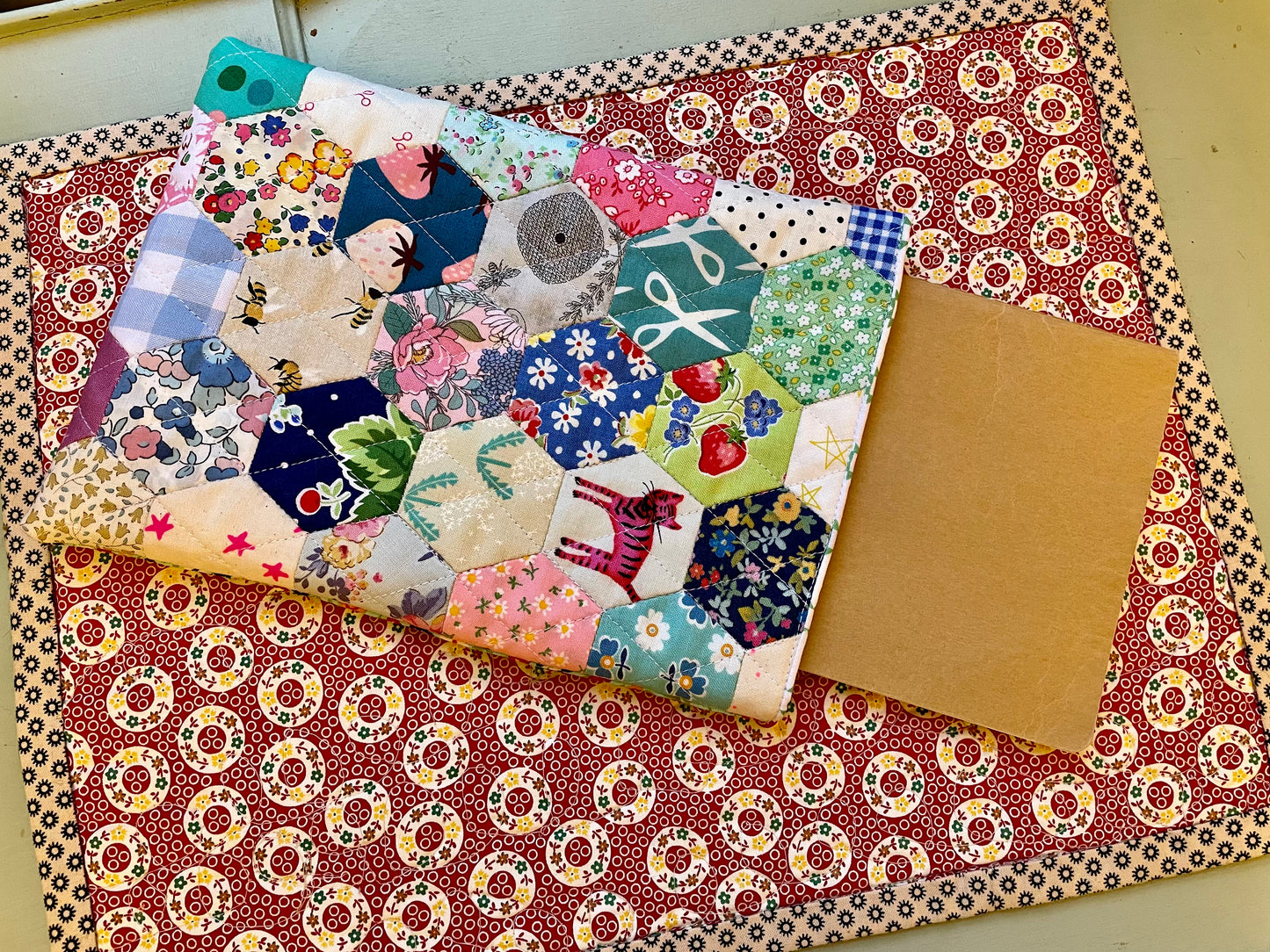 Hand Pieced Quilted Journal Sleeve