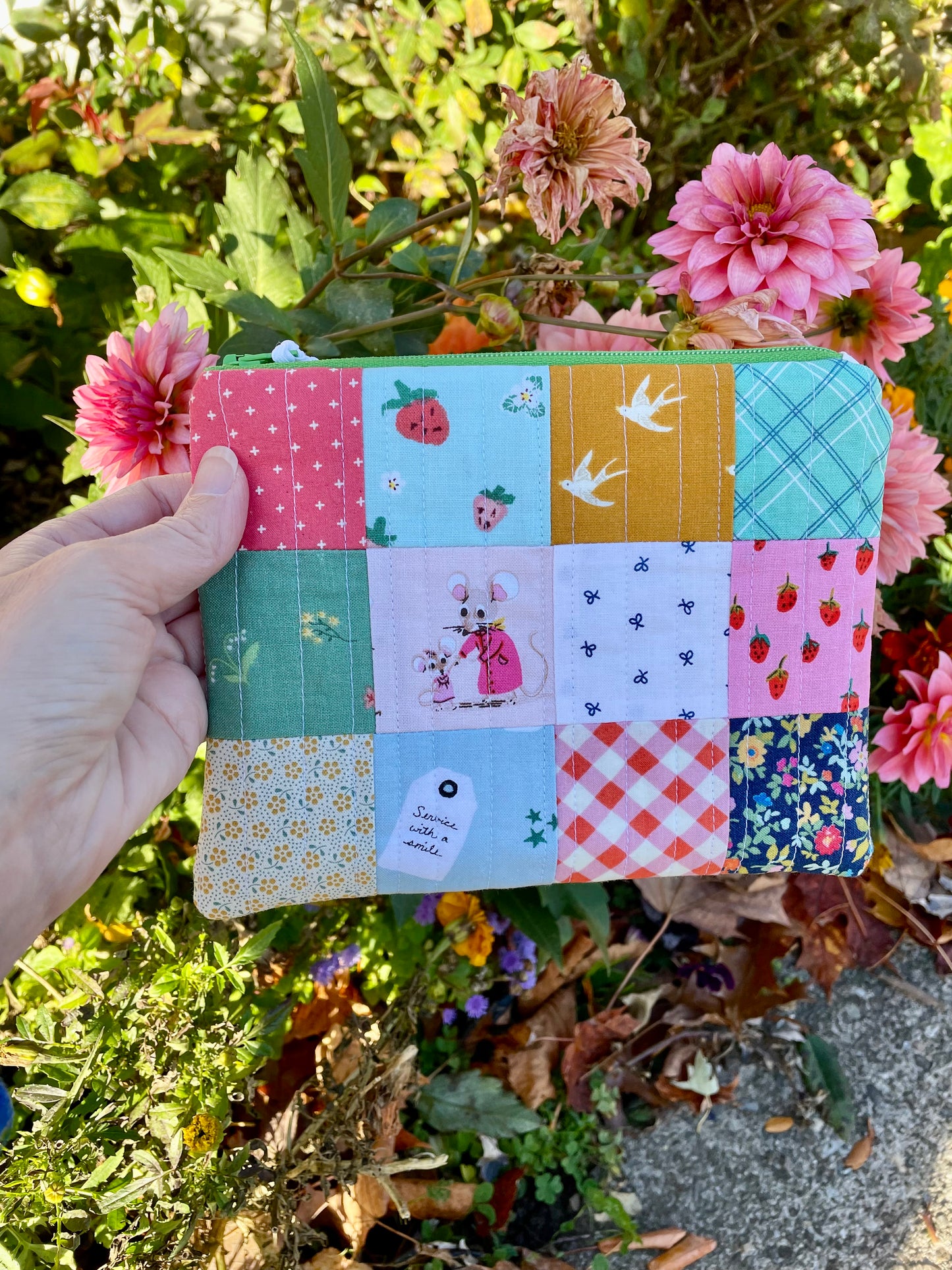 Quilted Patchwork Zipper Pouch