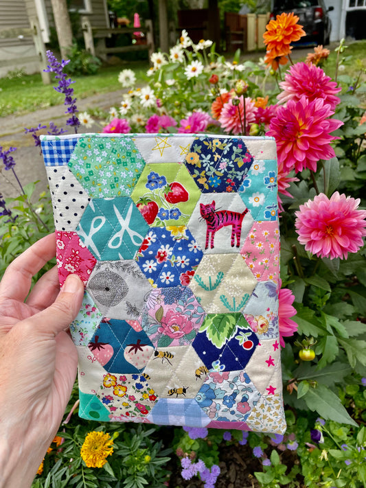 Hand Pieced Quilted Journal Sleeve