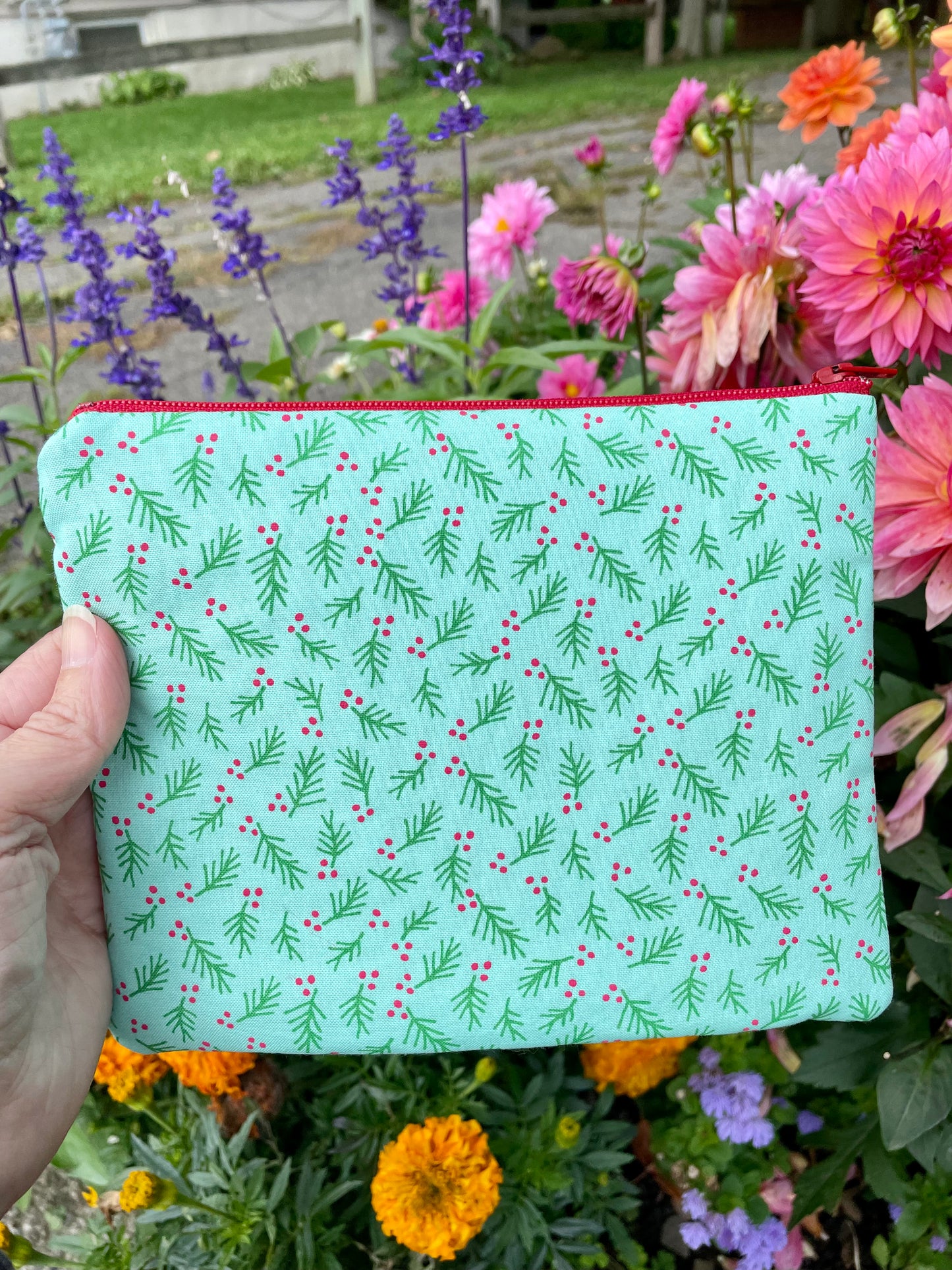 Holiday Patchwork Quilted Zipper Pouch