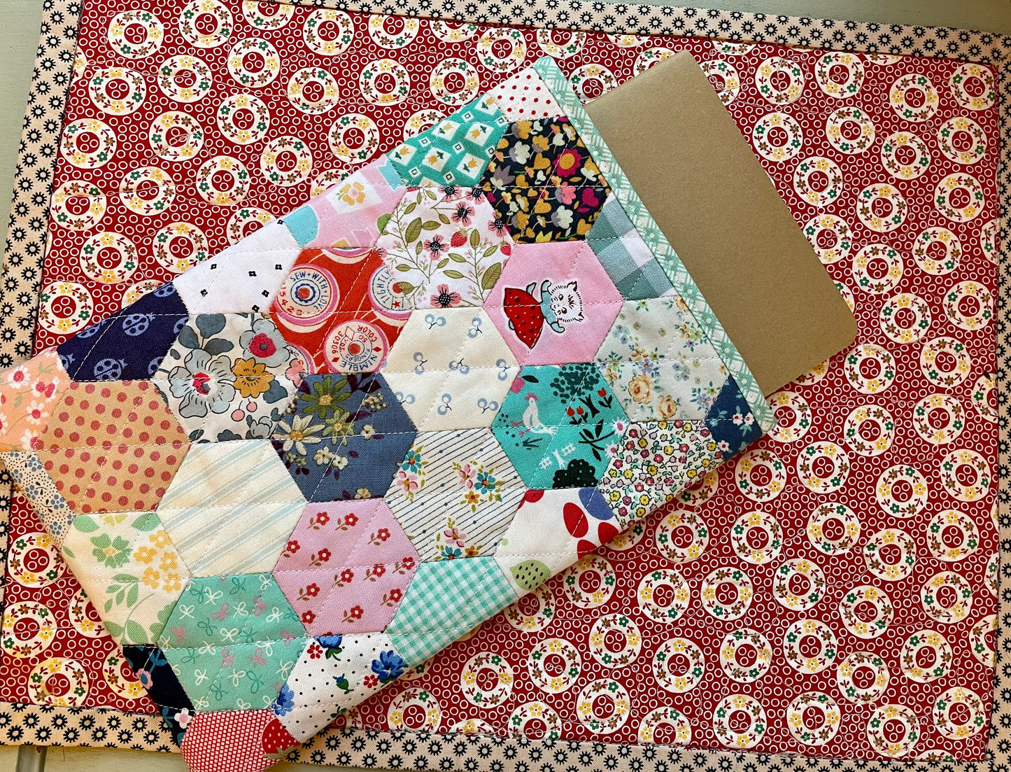 Hand Pieced Quilted Journal Sleeve