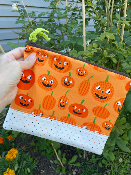 Orange Pumpkin Zipper Bag