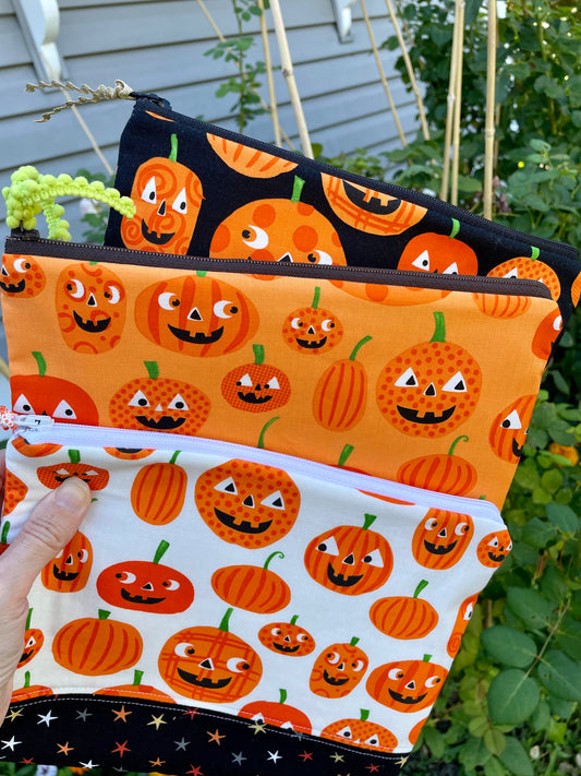 Orange Pumpkin Zipper Bag