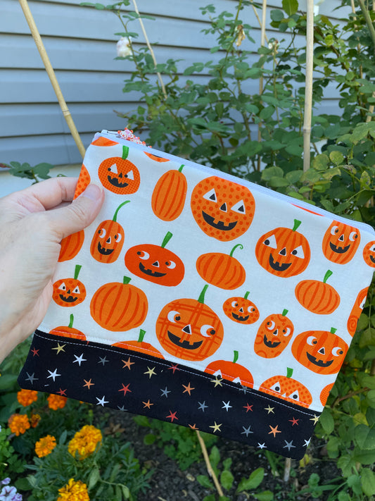 White Pumpkin Zipper Bag Fall Decor