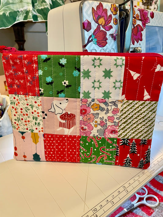 Holiday Patchwork Zipper Pouch